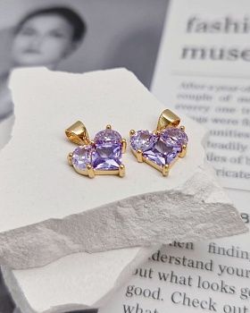 Подвеска Сердце 12 мм с фианитами, сиреневый, позолота (8338-СЗ) купить с доставкой по России | Интернет-магазин Viva Beads