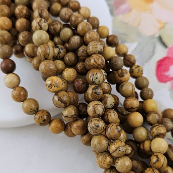 Нить 37 см Яшма пейзажная 6-6.5 мм бусина гладкий шар (9449-6) для бижутерии купить с доставкой по России | Интернет‑магазин Viva Beads