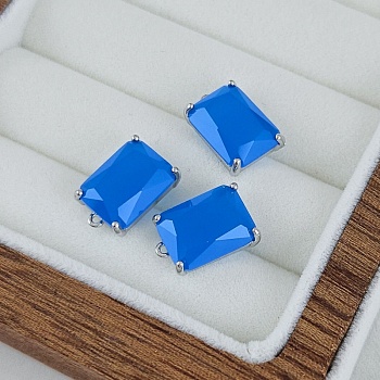 Подвеска прямоугольная с кристаллом 13.5x9 мм, родиевое покрытие, синий (10216-Р-СИН) купить с доставкой по России | Интернет-магазин Viva Beads