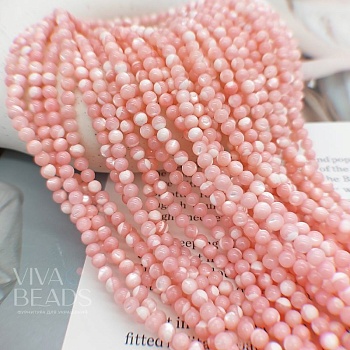Нить 39 см Перламутр натур. ок. 4 мм розовый (7615-Р) купить в Воронеже | Заказать в интернет-магазине Viva Beads
