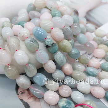 1 шт. Берилл (морганит) галтовка ок. 10х15 мм (7302) купить в Воронеже | Заказать в интернет-магазине Viva Beads
