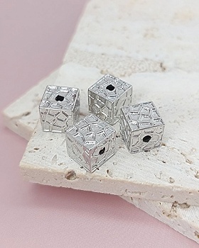 Бусина куб 8 мм родиевое покр. (8119-Р) купить в Воронеже | Заказать в интернет-магазине Viva Beads
