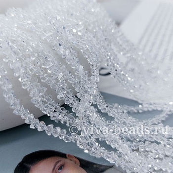 Нить 35 см Бусины алмазное стекло ок. 4.3х3.2x2.8 мм прозрачный (7338-4-ПРОЗ) купить в Воронеже | Заказать в интернет-магазине Viva Beads
 Нить 35 см Бусины алмазное стекло ок. 4.3х3.2x2.8 мм прозрачный (7338-4-ПРОЗ) купить в Воронеже | Заказать в интернет-магазине Viva Beads