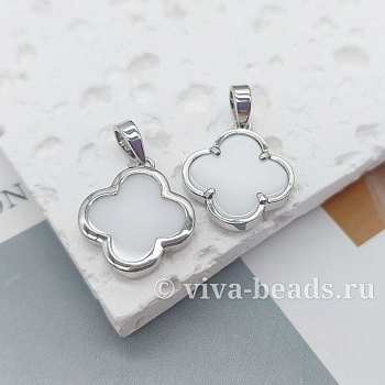 Подвеска Клевер 16.5х14.8 мм керамика, родиевое покр. (7230-Р) купить с доставкой по России | Интернет-магазин Viva Beads