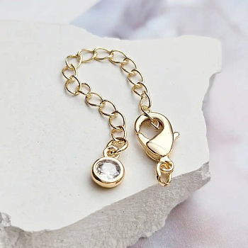 Замок лобстер 12 мм с удлинителем и фианитом, позолота 14к (8621-12-З) купить в Воронеже | Заказать в интернет-магазине Viva Beads
 Замок лобстер 12 мм с удлинителем и фианитом, позолота 14к (8621-12-З) купить в Воронеже | Заказать в интернет-магазине Viva Beads