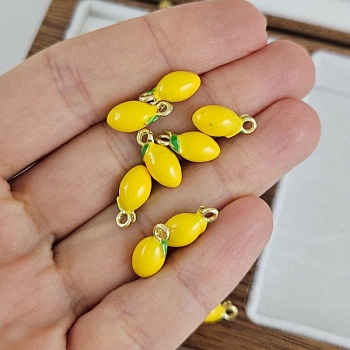 УЦЕНКА Подвеска лимон 12.9х6 мм эмаль, желтый,  цвет золота (10262-З-УЦ) - фурнитура для бижутерии