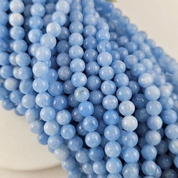 Нить 38 см Кварц тонированный 6-6.5 мм гладкие бусины, голубой  (10026-6) для бижутерии купить с доставкой по России | Интернет‑магазин Viva Beads