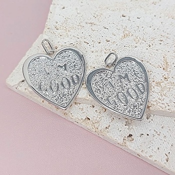 Подвеска Сердце 26х25 мм родиевое покр. (7940-Р) купить с доставкой по России | Интернет-магазин Viva Beads