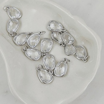 Подвеска Капля с кристаллом 13.3х8.5 мм родиевое покрытие (10190-Р) купить с доставкой по России | Интернет-магазин Viva Beads