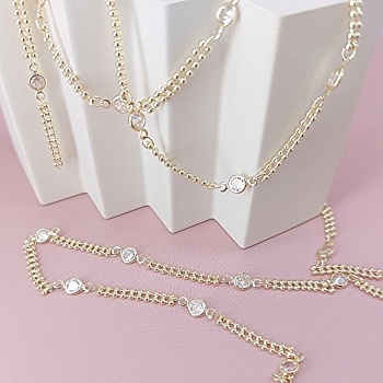 10 см Цепь 4.7 мм (толщина) с фианитами позолота (7825-З) купить в Воронеже | Заказать в интернет-магазине Viva Beads
