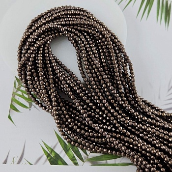 Нить 38 см Гематит, гематин 2-2.4 мм круглые граненые бусины, коричневый (9942-2) купить в Воронеже | Заказать в интернет-магазине Viva Beads
