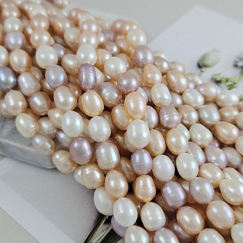 Нить 18 см Жемчуг натуральный речной рис ок. 7 мм /толщина/ А+ микс (8811)  купить в #REGION_P# | Заказать в интернет-магазине Viva Beads
