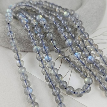 Нить 19 см Лабрадор натуральный ок. 5 мм гладкая бусина (6107-5) купить в Воронеже | Заказать в интернет-магазине Viva Beads
