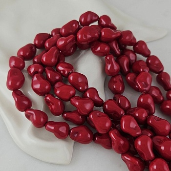 УЦЕНКА 1 шт. Жемчуг майорка 15х10.8х9.8 мм, форма капля барокко, красный (10210-К-УЦ)