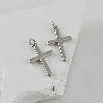 Подвеска Крест 16.8х11 мм родиевое покрытие (9557-Р) купить с доставкой по России | Интернет-магазин Viva Beads