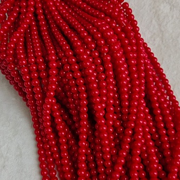 Нить 37 см Бусины стеклянные ок. 8 мм, гладкий шар, ярко-красный (9944-8) купить с доставкой по России | Интернет-магазин Viva Beads