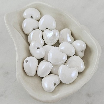УЦЕНКА 1 шт. Бусина Сердце ок. 14 мм белый, керамика (6436-14-Б-УЦ)