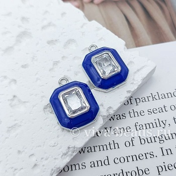 Подвеска 18.4x13.8 мм фианит, эмаль, родиевое покр. (7171-РСИН) купить с доставкой по России | Интернет-магазин Viva Beads