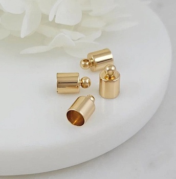 УЦЕНКА 1 шт. Концевик для вклейки 10x6 мм внутр. d 5 мм позолота 18К (8219-5-З-УЦ)