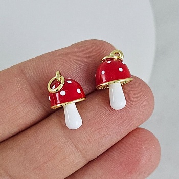 Подвеска Гриб мухомор 14.7х9.5 мм, эмаль, позолота 14К (10221-З) купить с доставкой по России | Интернет-магазин Viva Beads