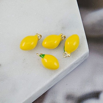УЦЕНКА Подвеска лимон 12.8х6.7мм эмаль, желтый,  покрытие позолота 18К (9726-З-УЦ)