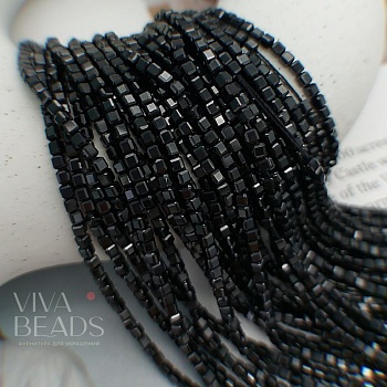 Нить 18.5-19 см Шпинель черная граненый куб 2.2-2.5 мм (7685) купить в Воронеже | Заказать в интернет-магазине Viva Beads
