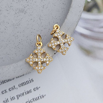 Подвеска Крест с фианитами 14.2x12.2 мм позолота (8850-З)