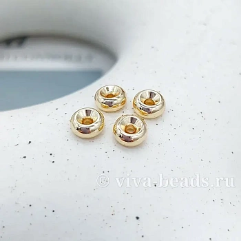 1 шт. Бусина разделитель 6x3 мм позолота 14к (7404-6-З) купить в Воронеже | Заказать в интернет-магазине Viva Beads

