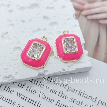 Подвеска 18.4x13.8 мм фианит, эмаль, позолота 14к (7171-ЗФУК) купить с доставкой по России | Интернет-магазин Viva Beads