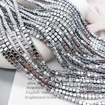 Нить 40 см Гематит, гематин 4 мм, бусина куб, цвет платина (3985)	 купить в Воронеже | Заказать в интернет-магазине Viva Beads
