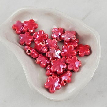 УЦЕНКА 1 шт. Бусина Цветок 11х12 мм красный, керамика (6478-11-КРАС-УЦ)