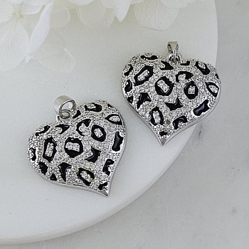 Подвеска Сердце 22.5х23 мм с фианитами и эмалью, родиевое покрытие (9091-Р) купить с доставкой по России | Интернет-магазин Viva Beads