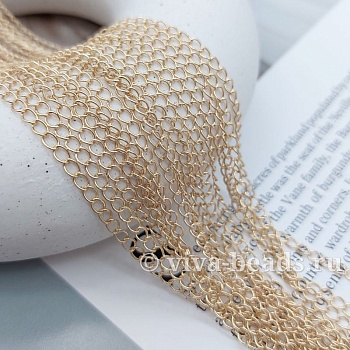 50см Цепь панцирная толщиной ок. 3 мм позолота 14К (7106-З) купить в Воронеже | Заказать в интернет-магазине Viva Beads
