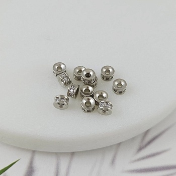 1 шт. Бусина разделитель 4.2х2.5 мм с фианитами, родиевое покрытие (9964-Р) купить с доставкой по России | Интернет-магазин Viva Beads