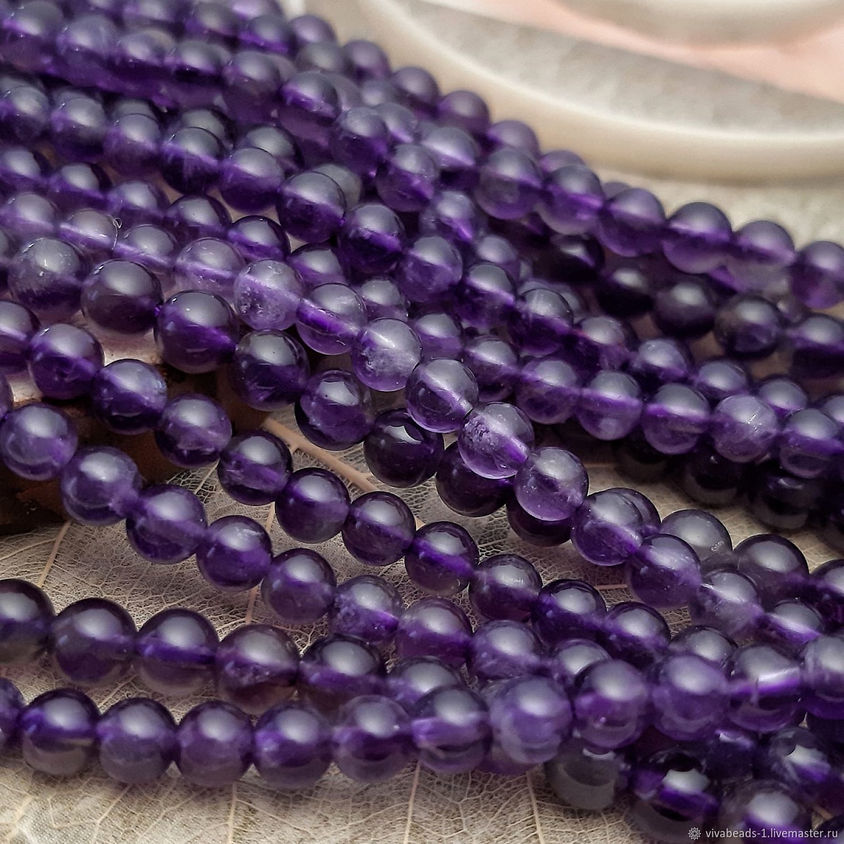 Аметист 4 мм гладкие бусины (3115) купить в Воронеже | Заказать в интернет-магазине Viva Beads
