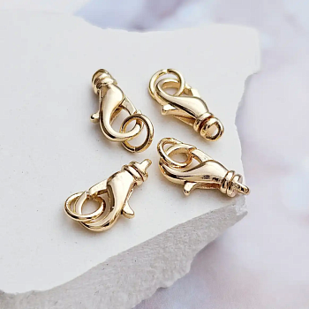 Замок лобстер 12 мм с позолотой 14К (8612-12-З) замок для украшений купить с доставкой по России | Интернет-магазин Viva Beads