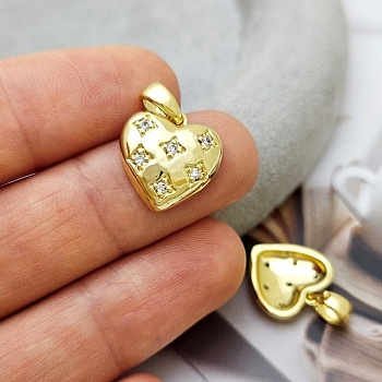 УЦЕНКА Подвеска Сердце с фианитами 14х13.5 мм позолота 14К (9178-З-УЦ)