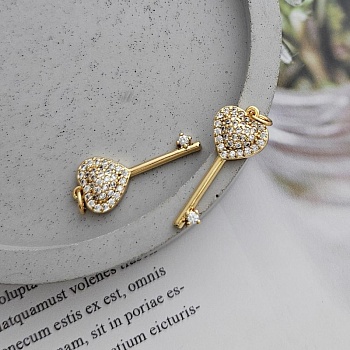 Подвеска Ключ фианитами 25.7х10.6 мм позолота (8856-З)