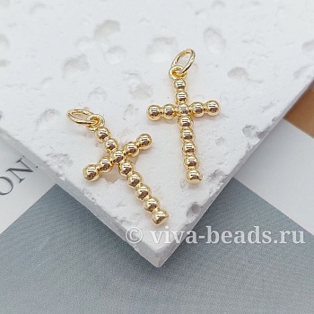 Подвеска Крест 20х11 мм позолота (7231-З) купить с доставкой по России | Интернет-магазин Viva Beads