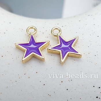 Подвеска Звезда 12.2x10 мм эмаль, позолота (7445-ФЗ) купить с доставкой по России | Интернет-магазин Viva Beads