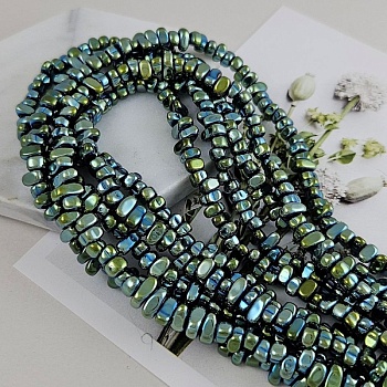 Нить 40 см Гематит фри форм 4-6.5x2.8-3.5x3-4 мм цвет зеленый (8524-ЗЕЛ) купить в Воронеже | Заказать в интернет-магазине Viva Beads
 Нить 40 см Гематит фри форм 4-6.5x2.8-3.5x3-4 мм цвет зеленый (8524-ЗЕЛ) купить в Воронеже | Заказать в интернет-магазине Viva Beads