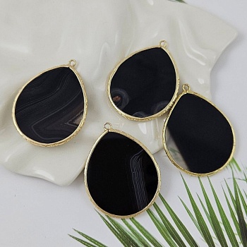 Подвеска Капля 44х34 мм черный агат, позолота 14К (10000-З) купить в Воронеже | Заказать в интернет-магазине Viva Beads
