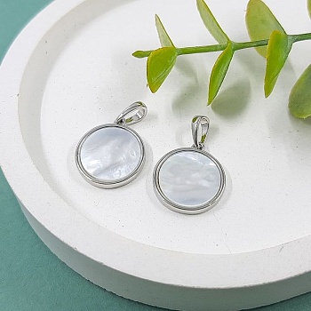 Подвеска кулон круглый с перламутром 15 мм родиевое покр. (5496-Р) купить с доставкой по России | Интернет-магазин Viva Beads