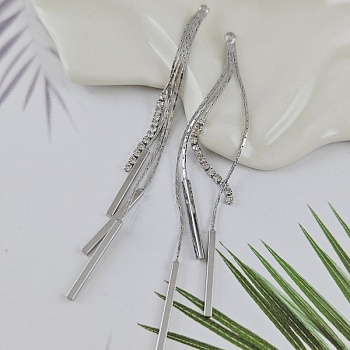 Подвеска Кисточка 80х2.8 мм с подвесками, родиевое покрытие (10010-Р) купить с доставкой по России | Интернет-магазин Viva Beads