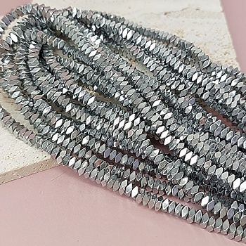 Нить 19 см Гематит 4х2 мм бусина квадрат с гранями, цвет платина (7899-4)	 купить в Воронеже | Заказать в интернет-магазине Viva Beads
