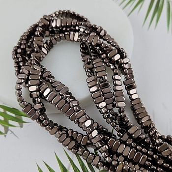 Нить 20 см Гематит 6х3 мм прямоугольные бусины, цвет коричневый (6205-6-КОР) купить в Воронеже | Заказать в интернет-магазине Viva Beads
