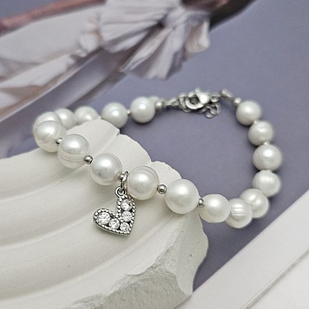 Браслет для мамы:натуральный жемчуг, фианиты - набор материалов (НАБОР-9) купить с доставкой по России | Интернет-магазин Viva Beads