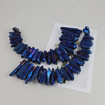 Нить 19-20 см Кварц натуральный 20-40x7-10 мм бусины палочки, сколы необработанные, темно-синий с гальваникой (9753-СИН) для бижутерии купить с доставкой по России | Интернет‑магазин Viva Beads