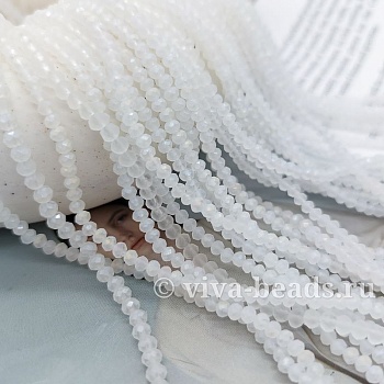 Нить 38 см Рондель граненый ок. 3x2.5 мм матовый белый АВ, стекло (7207-3) купить в Воронеже | Заказать в интернет-магазине Viva Beads
 Нить 38 см Рондель граненый ок. 3x2.5 мм матовый белый АВ, стекло (7207-3) купить в Воронеже | Заказать в интернет-магазине Viva Beads