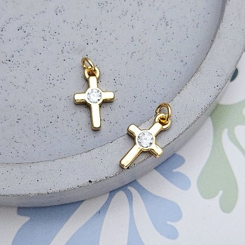 Подвеска Крест с фианитом 12.7x7.9 мм позолота 14К (7215-З)